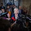 Marine Le Pen, présidente du groupe Rassemblement National,  ex front national, parti d'extrême droite, à l'Assemblée Nationale française, à Paris, le 31 octobre 2024.