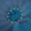 Continent européen et drapeau de l'UE. Image d'illustration. Simon Torsten