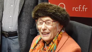 Françoise Huet en compagnie de Jean-Jo Roux et Christian Foulonneau en janvier 2020 dans les studios de RCF Anjou